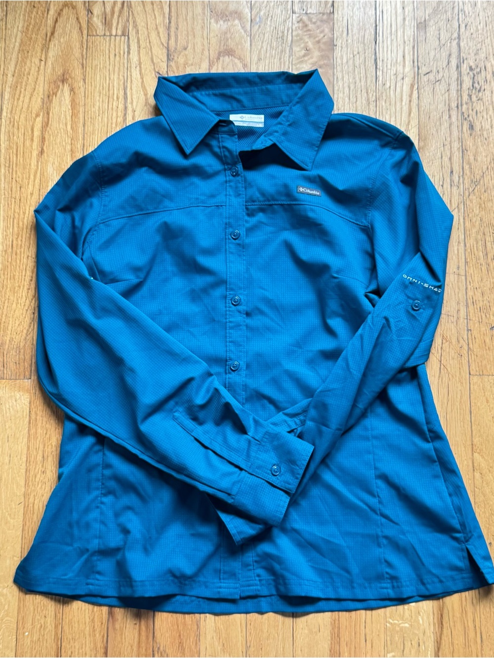 Columbia Teal Blue Long-Sleeve Omni-Shade Shirt Jacket